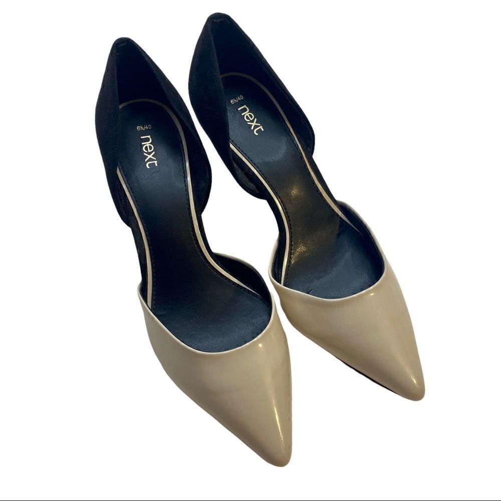 Next Brand Two Toned Pointed Toe Pumps in Taupe & Black Suede. Ladies Sz 6.5